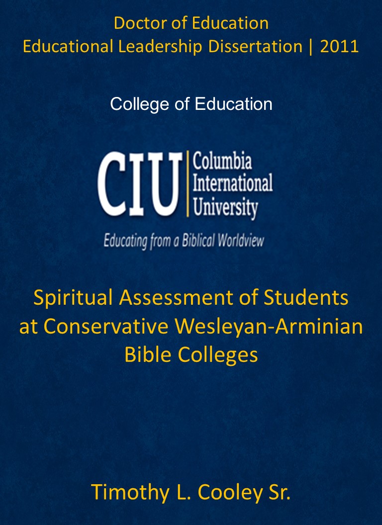 Title details for Spiritual Assessment of Students at Conservative Wesleyan-Arminian Bible Colleges by Timothy L. Cooley Sr. - Available